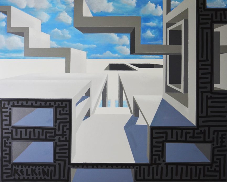 La Cité du Ciel - Toile par Kelkin, 92×73cm