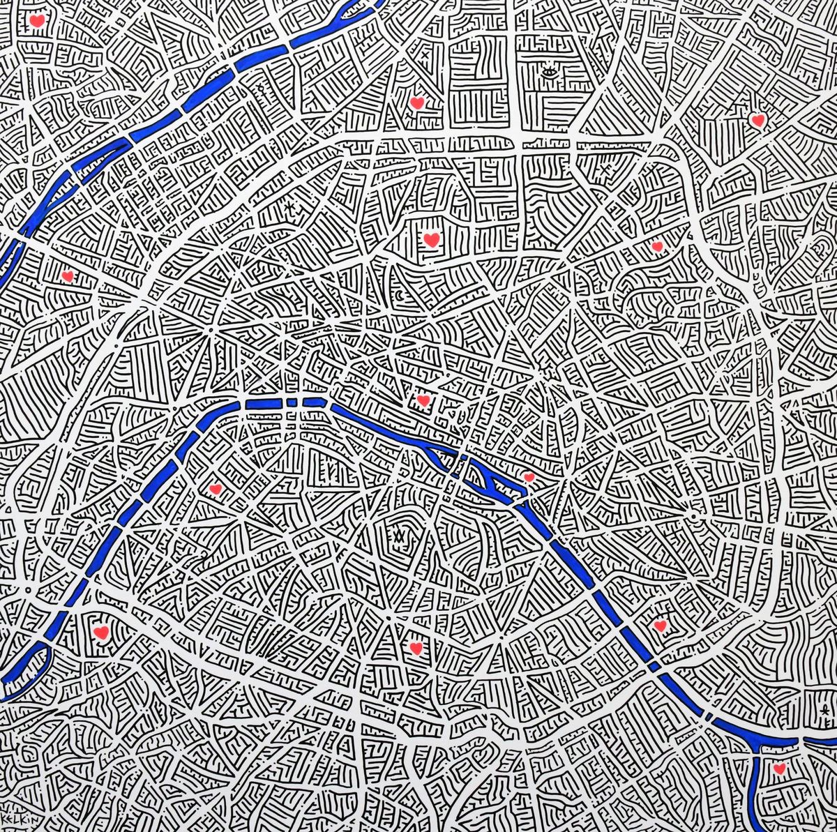 Plan de Paris - Toile par Kelkin, 100×100cm